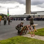 OC 27 Inf Bn Lieut Col Colclough laying a wreath in Aiken Barracks Dundalk