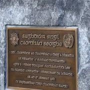 The plaque dedicated to SS Caomhán Seoige plaque