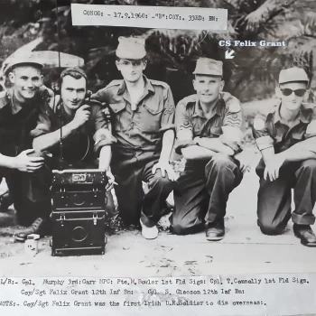 CS Grant (secend from Left) pictured with some of his comrades - B Coy 33 Inf Bn Coy Sgt Grant