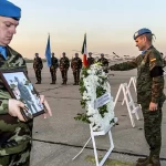 Wreath laying in honour of Pte Sean Rooney 121 Inf Bn UNIFIL