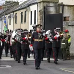 No 1 Army Band leading the parade through the gates of Aiken Barracks, Dundalk Dundalk
