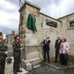 Frank Aiken Junior unveiling a plaque commemorating the takeover of the barracks by the Fourth Northern Division in 1922 Dundalk
