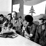 Maj Saad Haddad with some of his DFF men, note the man on the left with dark glasses and a cigarette. Maj Haddad