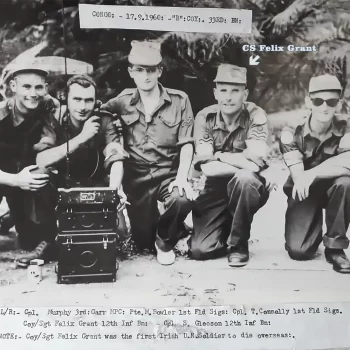 CS Grant (secend from Left) pictured with some of his comrades - B Coy 33 Inf Bn Coy Sgt Grant
