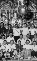 Coy Sgt Ryan photographed while on a tour of the Holy Land from Cyprus in 1964, he is number 5 from the right standing (wearing white shirt and dark trousers, holding a candle in left hand). Photo credit: private collection of the late Lt Col Pearse McColey