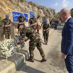 Wreathlaying, Tibnine Bridge Lebanon, 27 Oct 2022.