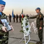 Wreath laying in honour of Pte Sean Rooney 121 Inf Bn UNIFIL